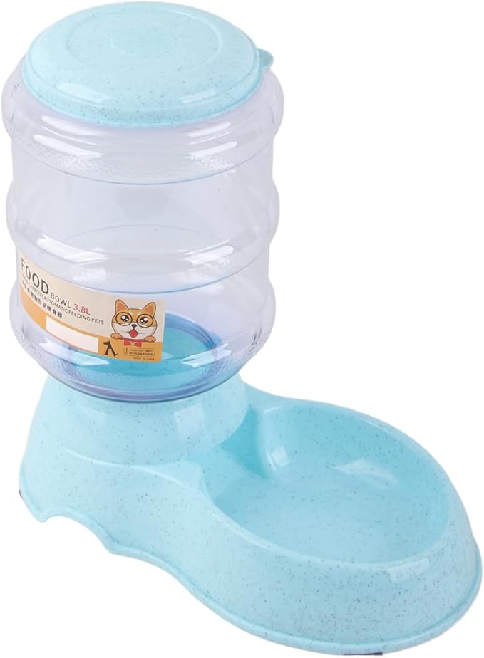 Haofy Automatic Pet Water Dispenser 3.8L Large Capacity Non Leak Gravity Water Bowl with Detachable Design Non Slip Base for Dogs Cats Ideal for Home Travel Crate Multi Pet Households (for Food Blue)