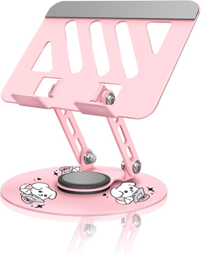 Upgraded 360°Rotating Tablet Stand with Foldable Base - Cute Dog Pattern,Universal for 7-13" Devices (iPad,iPhone,Tablet,Phone) - Ideal for Desk Work,Office,Travel,Home & Painting