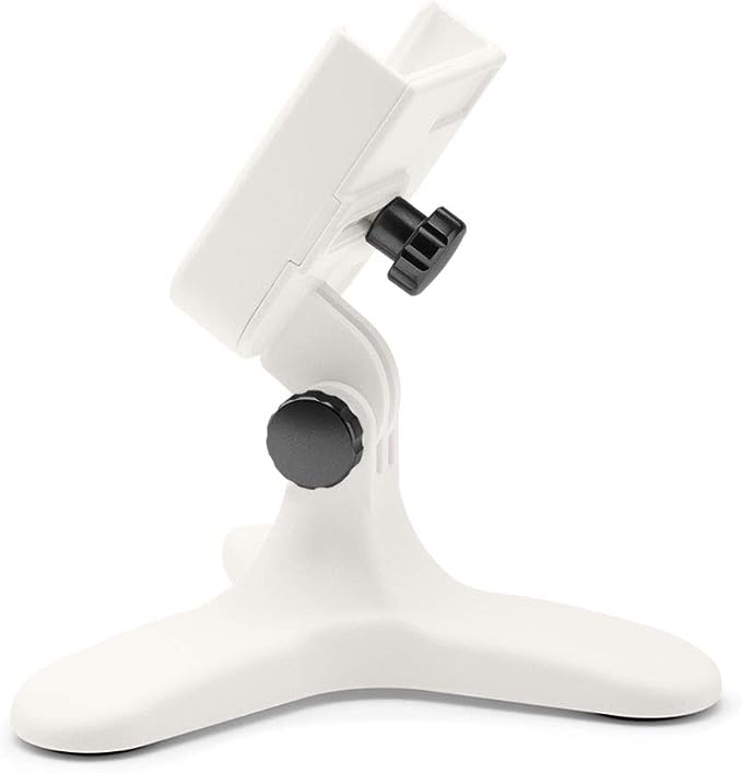 WeatherTech DeskFone in White - Adjustable, Universal Cell Phone Holder Mount Stand for Desk, Counter, Table - Tripod Design for iPhone & Smartphone Charging - Black Metal Knobs