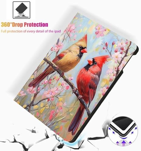 for Microsoft Surface Pro 7 Plus,Surface Pro 7/6/5/4 12.3" Tablet Case,Auto Wake/Sleep,Adjustable Stand Protective Cover - Cute Cardinal Bird Sakura