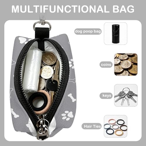 Dog Poop Bag Holder for Leashes with Zippered - Paws & Bones