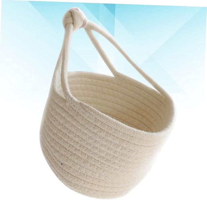 Woven Cotton Rope Storage Basket 7.08 in Round Hanging Basket Nursery Hanging Organizer for Toys Books Clothing Sundries Kids Play pack