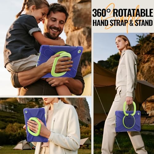 Rugged Protective Case Compatible with Samsung Galaxy Tab A11 Plus/A11 + 11" 2023 SM-X230, Military-Grade Shockproof Cover with 360° Rotating Stand & Built-in Screen Protector (Blue Green)