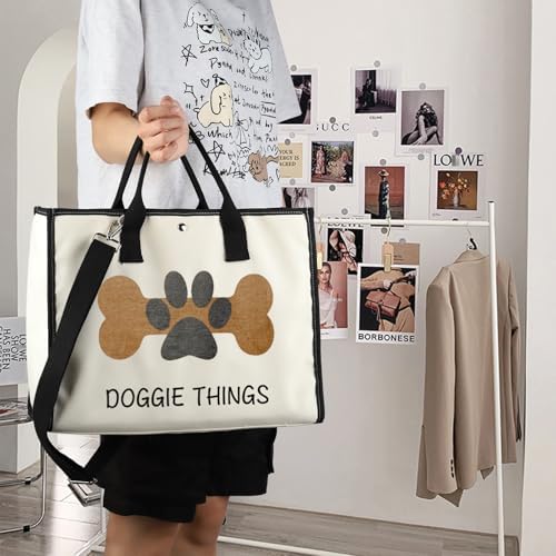 FOTAP Dog Lover Shopping Bag - Owner Tote for Toys, Park, and Doggie Things - Gift (DOGGIE THING LT)