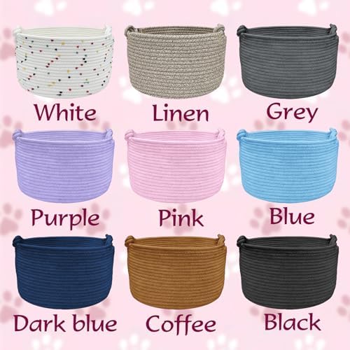 Personalized Dog Toy Storage Basket Custom Pet Woven Cotton Rope Bin with Name Customized Cotton Rope with Handle Storage Box for Pet Supplies Snacks Toys Clothing Blankets
