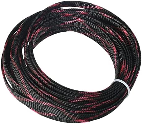 Jutagoss PET Expandable Braided Cable Sleeve, 16.4ft - 3/8 inch Black Pink Cable Management Sleeve, Wire Loom Tube Cord Protector for USB Cable, Power Cord, Audio Video and More, 1Pc