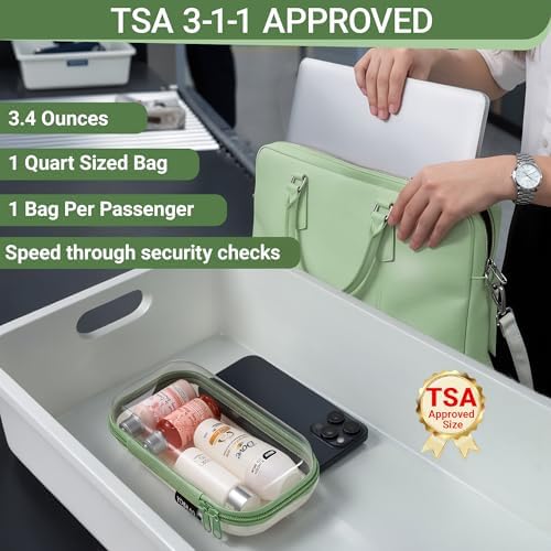 YQBRAO Clear Hard Shell Zipper Cases, 6 Travel Organizers, 2M 4S, Green
