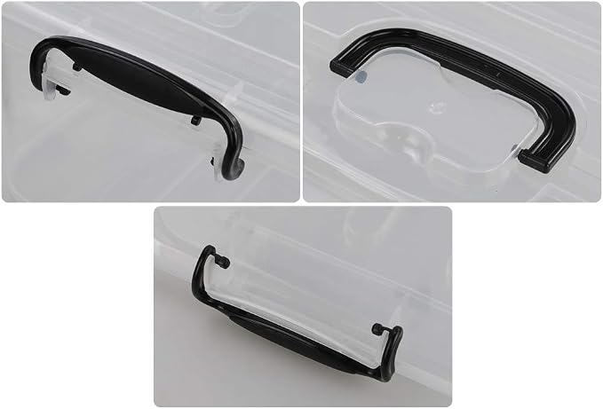 8 L Plastic Storage Boxes, Clear Storage Bin with Handle, 2-Pack | Secure Side Buckle Latches, Dustproof Lid, Clear Visible Body, for Home Office Storage