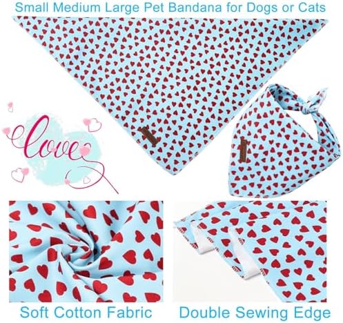 Valentine's Dog Bandana, UP URARA PUP Soft Cotton Adjustable Pet Scarf for Small, Medium, and Large Dogs, Cute and Comfortable Dog Accessory,L