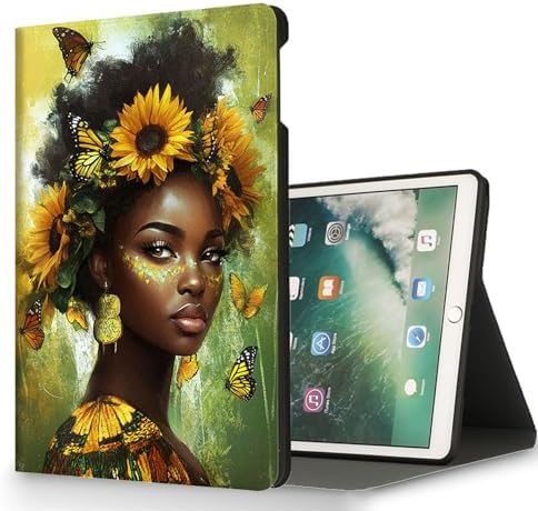 for Microsoft Surface Pro X/Pro X Plus-13 2019/2020/2021/2024 Tablet Case,Auto Wake/Sleep,Adjustable Stand Protective Cover - Sunflower Butterfly African Girl