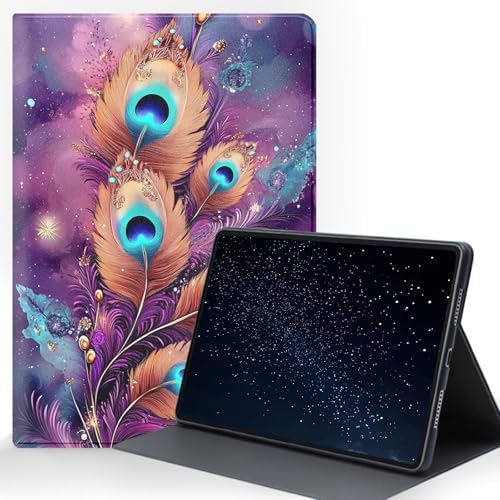 for Samsung Galaxy Tab S8/S7 2022/2020 11 Inch (SM-X700/X706/T870/T875/T878) Tablet Protective Cover with Adjustable Stand and Magnetic Auto Wake/Sleep,Peacock Feather