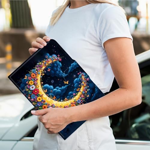 Rotating Handle Case for Samsung Galaxy Tab A11 2026/A9 2024 8.7 Inch, 360 Degree Swivel Kickstand with Magnetic Closure, Shockproof Leather Protective Cover for Women Men, Dark Clouds Moon