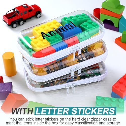 12 Pcs Clear Hard Zipper Case Back to School,7.48 x 3.94 x 2“