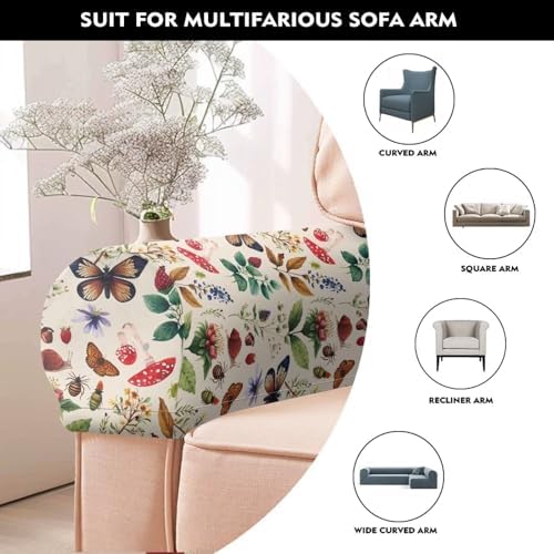 Butterfly Floral Couch Arm Covers for Sofa Arm Chair Covers Slipcover Breathable Armrest Covers for Sofas and Chairs Arm Covers Keep Clean