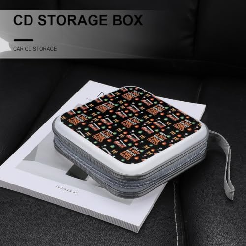 CD DVD Case Holder Fire Trucks Disc Wallet Storage Case 40 Capacity | DVD Organizer, Just A Boy Who Loves Fire Trucks, Hand Strap Zipper Closure, Home Car Office Accessories