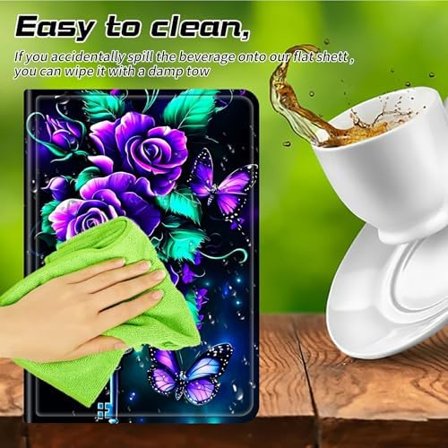 Universal Tablet Case for T-Mobile Revvl Tab 2 10.1" 2025/Revvl Tab 5G 10.36" 2023, 360 Degree Rotating Kickstand Protective Stand PU Leather Shell Cover for 9"-10.5", Purple Roses 02