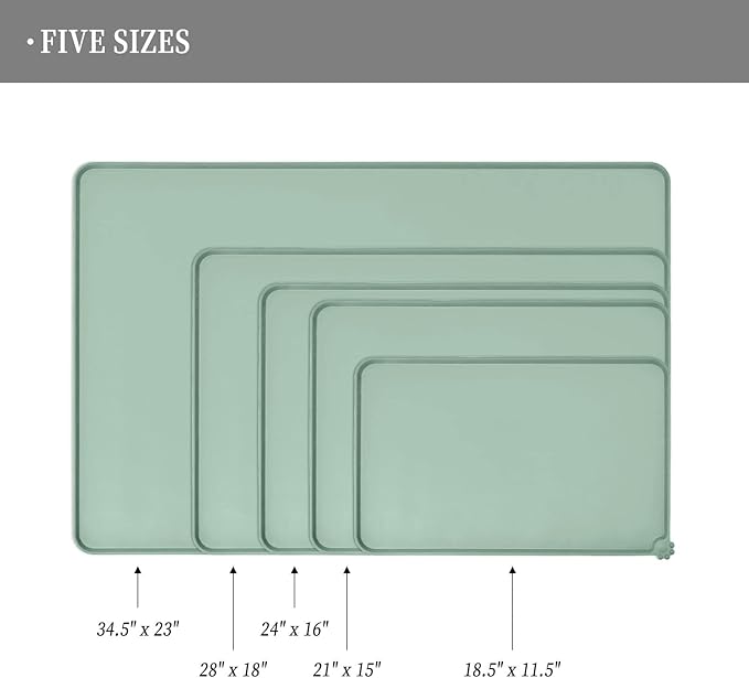 Reopet Waterproof Pet Feeding Mat, Non-Slip Silicone Placemats for Dog Cat Food and Water Bowl, High Raised Edges to Prevent Spills and Protect Floors