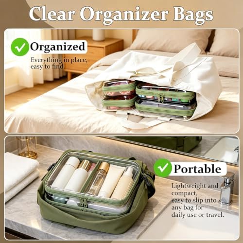4Pcs Clear Makeup Bag, Portable Travel Zipper Pouches, Hard Shell Zipper Case, Toiletry Bag for Travel, CLear Diaper Bag, Toiletry Pouch, Travel Organizer, Cosmetic Bag,Toy Storage Bins (Black)