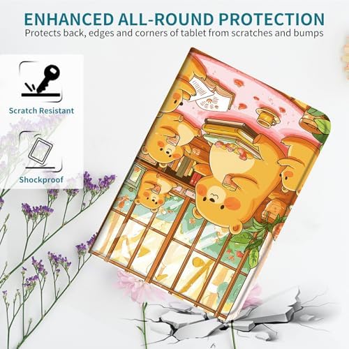 Case for Samsung Galaxy Tab A 8.4" 2020 SM-T307, 360 Degree Rotating Stand with Multi-Angle Vertical & Horizontal Viewing Shockproof Protective Shell for Women Men, Bear Lunch