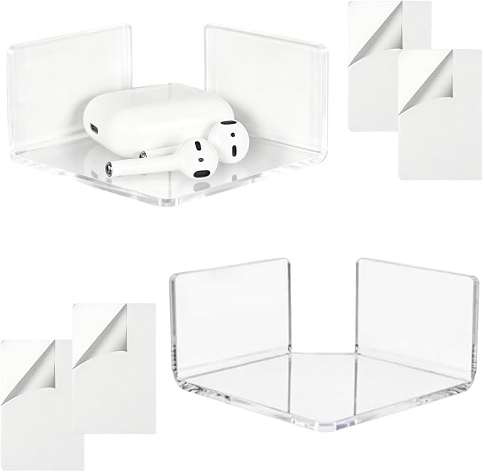 Corner Camera Mount - Security Camera Shelf, 2 Pieces Acrylic Wall Mount Stand for Monitors, Clear Acrylic Frame with Industrial-Strength Adhesive, Device Management Tool for Securing Equipment