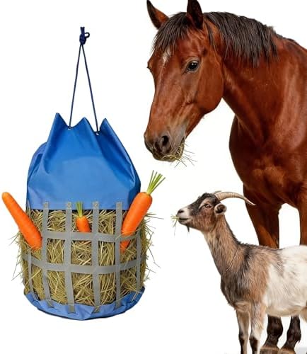 Large Slow Feed Hay Bag for Horses,Goats&Donkeys(Medium Blue)