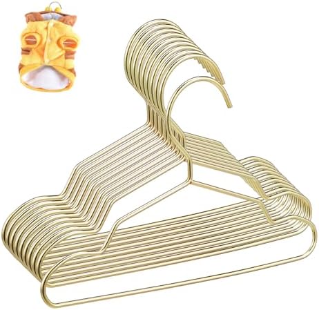 HEMOTON 10 Pcs Mini Metal Pet Hangers for Dog Cat Clothes Stylish Durable Design for Pet Apparel Drying Rack Space Saving Closet Organizer