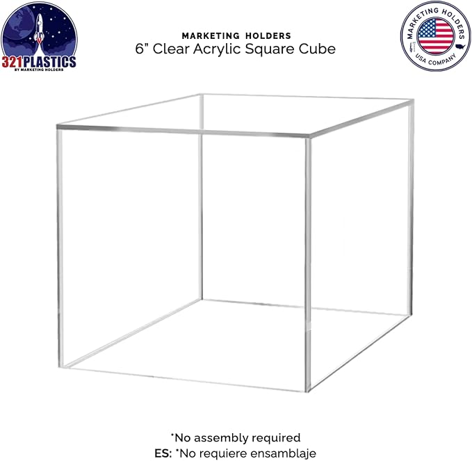 6" Clear Acrylic Display Box with One Open Side No Lid Versatile Square Retail Product Riser or Merchandise Storage Bin by Marketing Holders