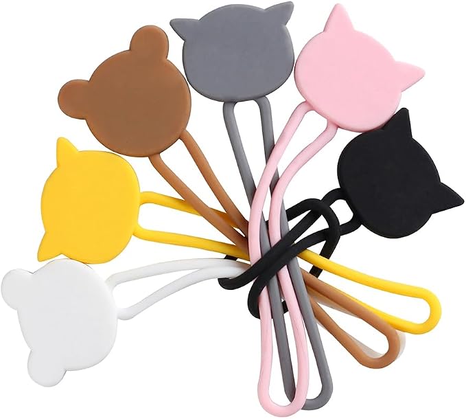 AKOAK Power Cord Organizer - Reusable Silicone Animal Shape Cord Winders - Headphone, Data, Mouse, Umbrella, Coat Hanger - Pack of 6