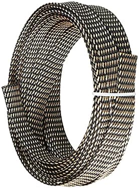 Bettomshin 1Pc 16.4Ft(5m) Cable Management Sleeve, 9/16"(14mm) Width PET Black & Gold Cord Protector, Wire Loom Tube Insulated Split Sleeving for USB Cable Power Cord Organizer Video Cable Hider