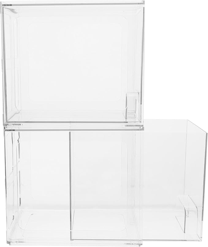 YARNOW 2 Pcs Makeup Organizer Container with Drawers Large Storage Capacity Pet Cosmetic Storage Box Simple and Stylish for Easy Item Organization