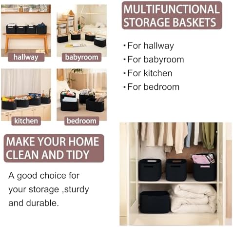 OIAHOMY 4 Pack Storage Baskets for Organizing 15L Cube Storage Bins Black