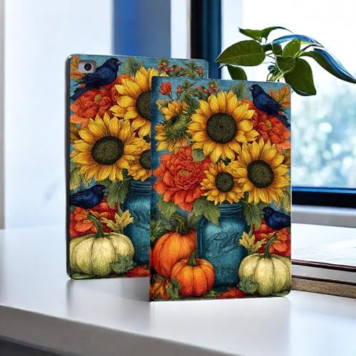 for Microsoft Surface Go 4/3/2/1-10.5" 2021 Tablet Case,Auto Wake/Sleep,Adjustable Stand Protective Cover - Autumn Sunflower Peony