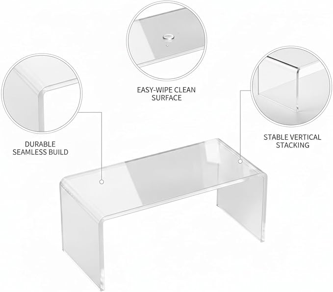 Clear PET Storage Canisters, Square Bathroom Vanity Organizers for Medicine Cabinet, Set of 4 (1 PC)