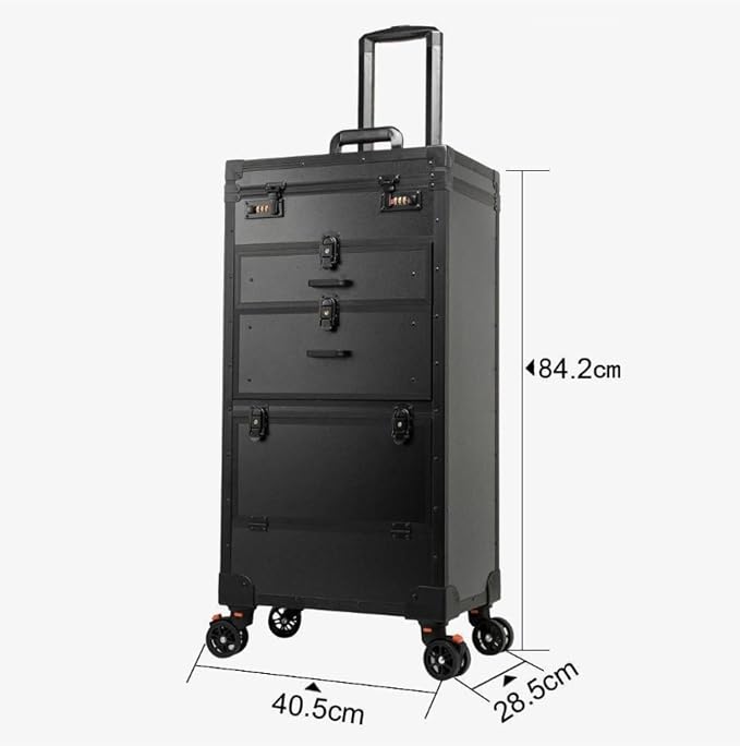 Mobile Hair Station Rolling Lockable Trolley for Beauty Salon Tools Storage, Hairdressing Travel Organizer Luggage Case with Wheels White 84.2x40.5cm