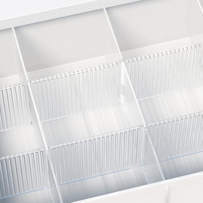 8pcs DIY Plastic Drawer Organizer Adjustable Drawer Dividers for Home Tidy Closet, Socks, Underwear, office school supplies, kitchen utensil tools (Clear White)