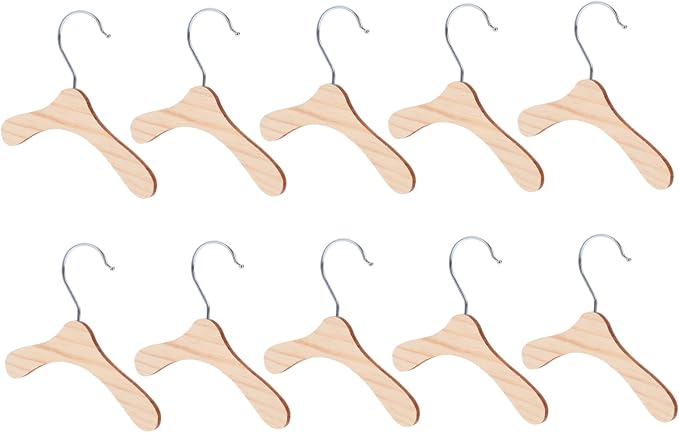 Hemobllo 10pcs Wooden Pet Clothes Hangers Small Portable Dog Apparel Rack Lightweight Compact Pet Costume Organizer in Silver and Wood Color