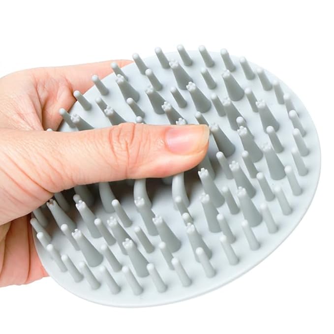 Toyvian Suction Cup Puppy Massage Brush Ergonomic Pet Bathing and Grooming Tool for Cats and Dogs Multi Functional Hair Cleaner and Massager Grey for Dematting and Shedding