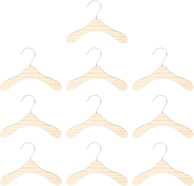 KALLORY Wooden Dog Clothes Hangers 8.66 Inch Wear-Resistant Pet Hangers Portable Small Cat and Dog Apparel Organizer 10Pcs Set for Household Closet Storage