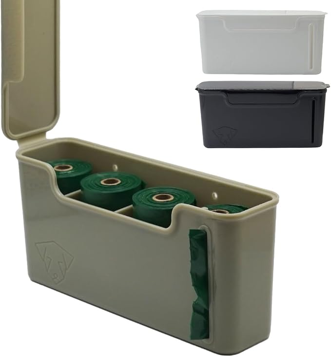 Dog Poop Bag Dispenser - Magnetic Mount - Indoor/Outdoor - Wall Mount - Waste Bag Dispenser - Magnet - Screw-on - Stick-on - Storage - Cat Litter bag - Container (Gray)