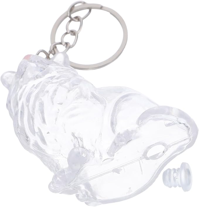 Hemoton Cat Fur Keepsake Keychain Transparent Cat Shape Pet Hair Keepsake Box Keychain with Lid Portable Memorial Keyring for Storing Pet Hair Souvenirs at Home or While Traveling