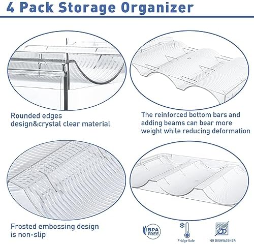 Stackable Water Bottle Organizer for Cabinet, Plastic Bottle Holder Designed for Starbucks Studded Tumblers up to 40oz, Plastic Cup Holder&Wine Rack for Pantry,Cupboard- 4 Layers Hold 12 Bottles