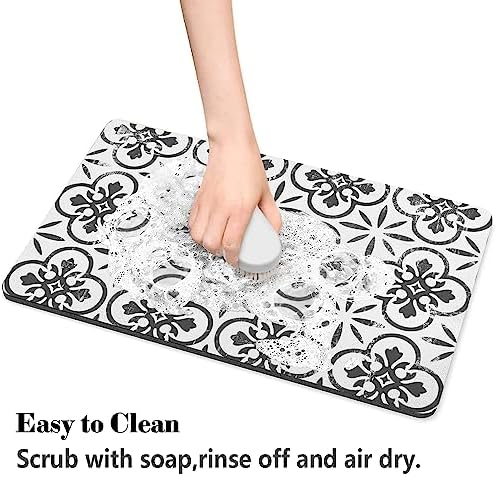 Dog Food Mats for Floors Absorbent, Pet Cat Food Mat - Quick Dry Dog Bowl Mats for Food and Water, Eco-Friendly Boho Pet Supplies