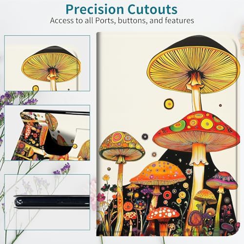 Case for Samsung Galaxy Tab A7 10.4" 2022/2020, 360 Degree Rotating Stand with Multi-Angle Vertical & Horizontal Viewing Shockproof Protective Shell for Women Men, Mushroom Painting