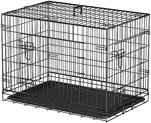 ZENY 30/36/42 inch Dog Crate Double Door Folding Metal Dog or Pet Crate Kennel with Tray and Handle