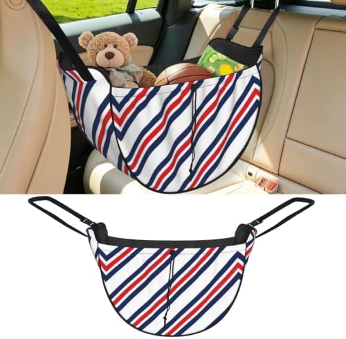 Diagonal Stripe Art Car Seat Organizer-Backseat Storage Bag for Travel | Waterproof Durable. Holds Snacks Gear Essentials. Fits Most Cars.