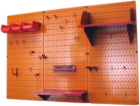Wall Control Pegboard Organizer 4 ft. Metal Pegboard Standard Tool Storage Kit with Orange Toolboard and Red Accessories