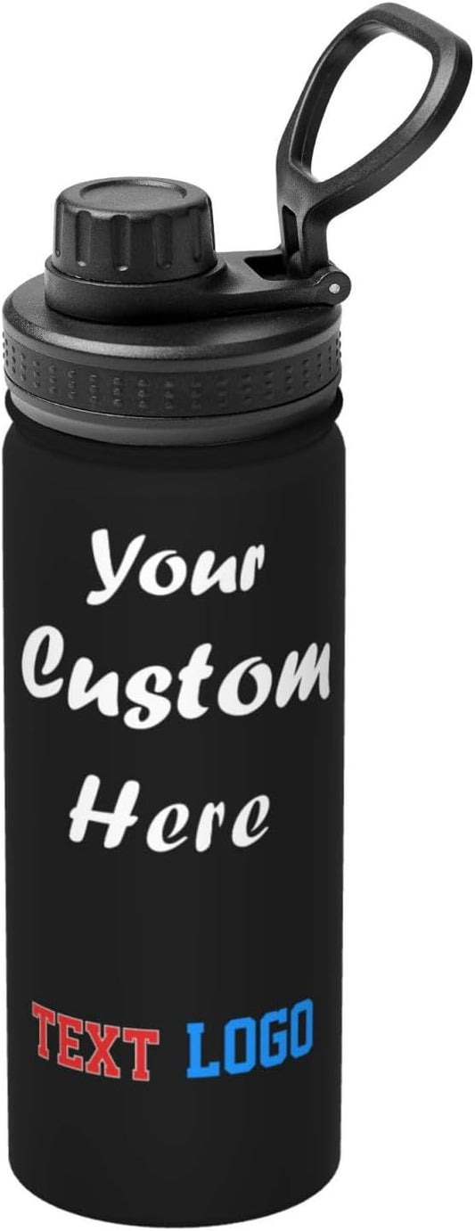 Personalized Water Bottle,18oz Sports Insulated Kettle,Add your photos text, Suit for Camping Backpacking School, Custom Gift for Dad Mom