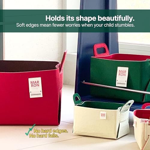 Collapsible Felt REDCHOCO Storage Bin Medium 11"x7.1"x7.1" – Foldable Basket with Handles for Closet, Storage, Laundry Room Organization, Decorative Storage Bins for Shelves, Cube Storage