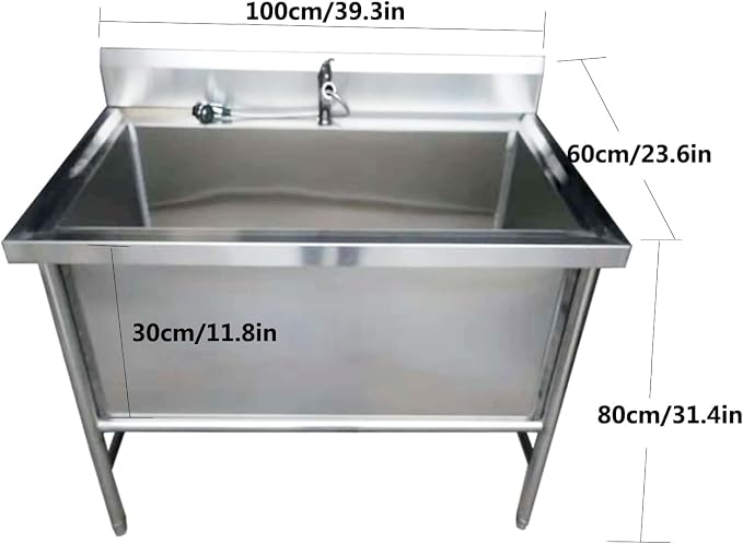 Professional Stainless Steel Dog Bathtub, Dog Pet Washing Grooming Station for Home, Dog Wash Sink Station for Large & Medium Dogs,Deep:30cm,100X60cm/39.3X23.6in