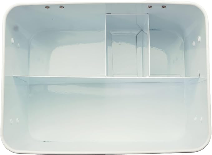 Lassos Boutique Retro Enameled First Aid Box for Medicine Storage and Home Decor with Lid and Removable Tray